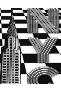 checker board New York City Chrysler Building creative drawing journal