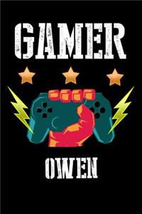 Gamer Owen: Liniertes Notizbuch für deinen Vornamen