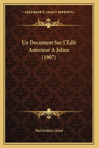 Un Document Sur L'Edit Anterieur A Julien (1907)
