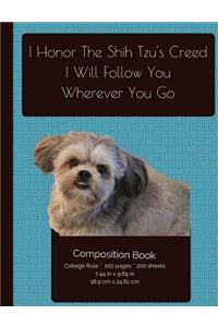 Smiling Shih Tzu - Follow You Wherever You Go Composition Notebook