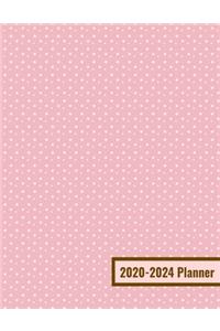 2020-2024 Planner: Five Year Monthly Planner - 60 Month Calendar Scheduler Diary for 5 Years With Notes For Women Girls - Pink Polka Dot Pattern (8.5"x11")