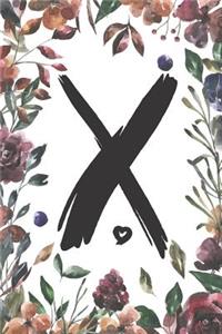 X: Classic Vintage Floral Personalized Monogram Journal X Initial