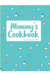 Mommy's Cookbook Aqua Blue Hearts Edition