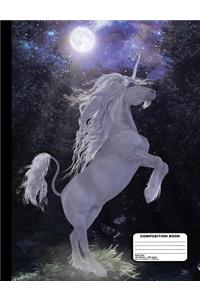 Magical Unicorn In The Moonlight Composition Notebook - Wide Ruled 200 Pages / 100 Sheets, 9-3/4