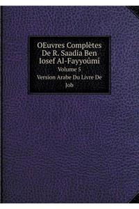 Oeuvres Complètes de R. Saadia Ben Iosef Al-Fayyoûmî Volume 5. Version Arabe Du Livre de Job
