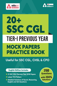 20+ SSC CGL Tier-I Previous Year Mock Papers Practice Book English Medium