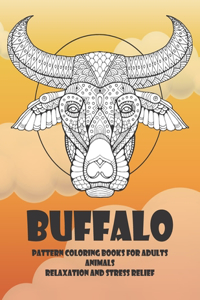 Pattern Coloring Books for Adults Relaxation and Stress Relief- Animals - Buffalo