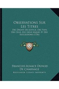 Observations Sur Les Titres