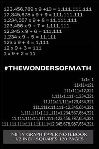 #WONDERSOFMATH Nifty Graph Paper Notebook 1/2 inch squares 120 pages