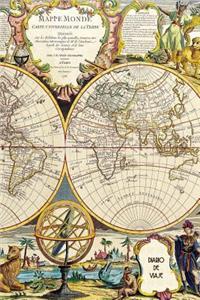 Diario de viaje Mapa del mundo vintage antiguo. Cuaderno de notas para regalar
