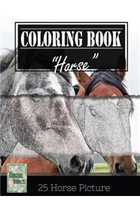 Horse Sketch Gray Scale Photo Adult Coloring Book, Mind Relaxation Stress Relief