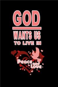 Notizbuch God wants us to live in peace and love (erste Version)