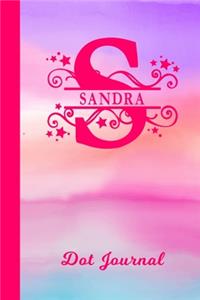 Sandra Dot Journal: Personalized Custom First Name Personal Dotted Bullet Grid Writing Diary - Cute Pink & Purple Watercolor Cover - Daily Journaling for Journalists & 