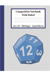 Composition Notebook Wide Ruled Lined Sheets