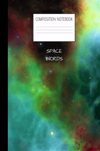 space words composition notebook