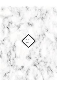 Notebook: Marble on white cover and Lined pages, Extra large (8.5 x 11) inches, 110 pages, White paper