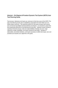 Six-Degree-Of-Freedom Dynamic Test System (Sdts) User Test Planning Guide