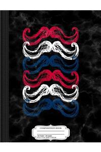 American Mustache USA Flag Composition Notebook