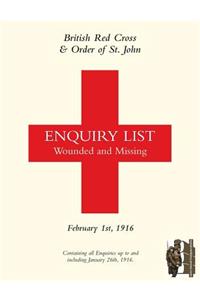 British Red Cross and Order of St John Enquiry List for Wounded and Missing