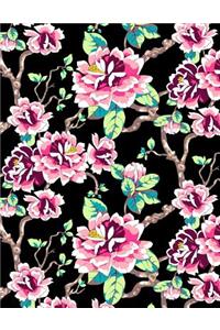 My Big Fat Bullet Journal Red Tokyo Rose Pattern on Black