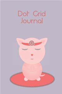 Dot Grid Journal Pink Cat Meditating