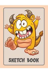 Sketch Paper Blank: Sketchbook for Kids to Draw or Doodle - Empty Pages - Yellow Monster