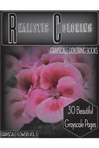 Realistic Coloring Grayscale Flowers Vol.5