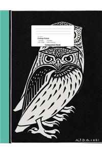 Owl Theme College Ruled Composition Book