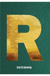 R Notebook: Letter 'r' Notebook, Composition, Exercise or Log or Study Book - Green Cover