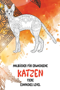 Malbücher für Erwachsene - Einfaches Level - Tiere - Katzen