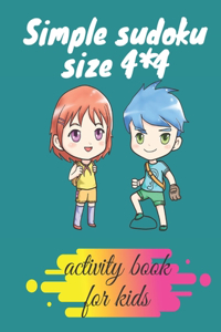 Simple sudoku size 4*4 activity book for kids