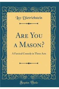 Are You a Mason?: A Farcical Comedy in Three Acts (Classic Reprint)