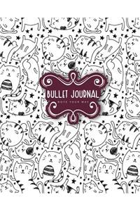 Bullet Journal Blank for 90 Days, Cat Doodles Catoon Numbered Pages Quarterly Journal Diary,