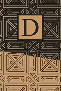 D: Art Deco Initial D Monogram Notebook, D Monogrammed Journal Gift