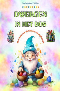 Dwergen in het bos Kleurboek voor liefhebbers van mythologie Fantasiescènes voor tieners en volwassenen