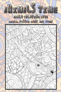 Animals Time - Adult Coloring Book - Gazella, Possum, Bunny, Bear, other
