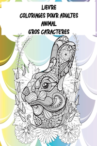 Coloriages pour adultes - Gros caractères - Animal - Lièvre