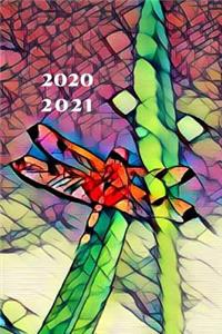 Purple Water Red Dragonfly Lover's Cute 25 Month Weekly Planer Dated Calendar 2 years plus December