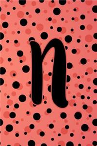 N: Letter N Monogram Black Red & Pink Polka Dot Notebook & Journal