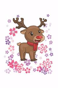 Christmas Reindeer Flowers Notebook