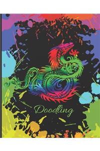 Rainbow Green Dragon Colorful Splatter Cute Gift Sketch Book Blank Paper Pad Journal for Doodling Sketching Coloring or Writing
