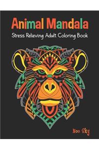 Animal Mandala Stress Relieving Adult Coloring Book