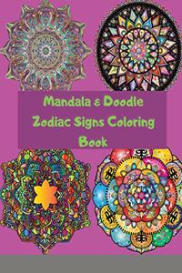 Mandala & Doodle Zodiac Signs Coloring Book