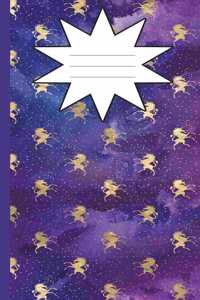 Space Unicorn Marble Composition Notebook - Wide Ruled