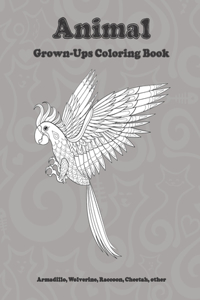 Animal - Grown-Ups Coloring Book - Armadillo, Wolverine, Raccoon, Cheetah, other