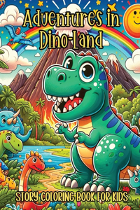 Adventures in Dino-Land Story Coloring Book for Kids