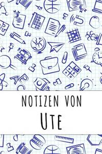 Notizen von Ute: Kariertes Notizbuch mit 5x5 Karomuster für deinen personalisierten Vornamen