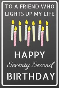 To a friend who lights up my life Happy Seventy Second Birthday