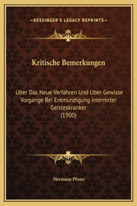 Kritische Bemerkungen