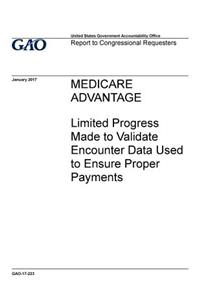 MEDICARE ADVANTAGE Limited Progress Made to Validate Encounter Data Used to Ensure Proper Payments